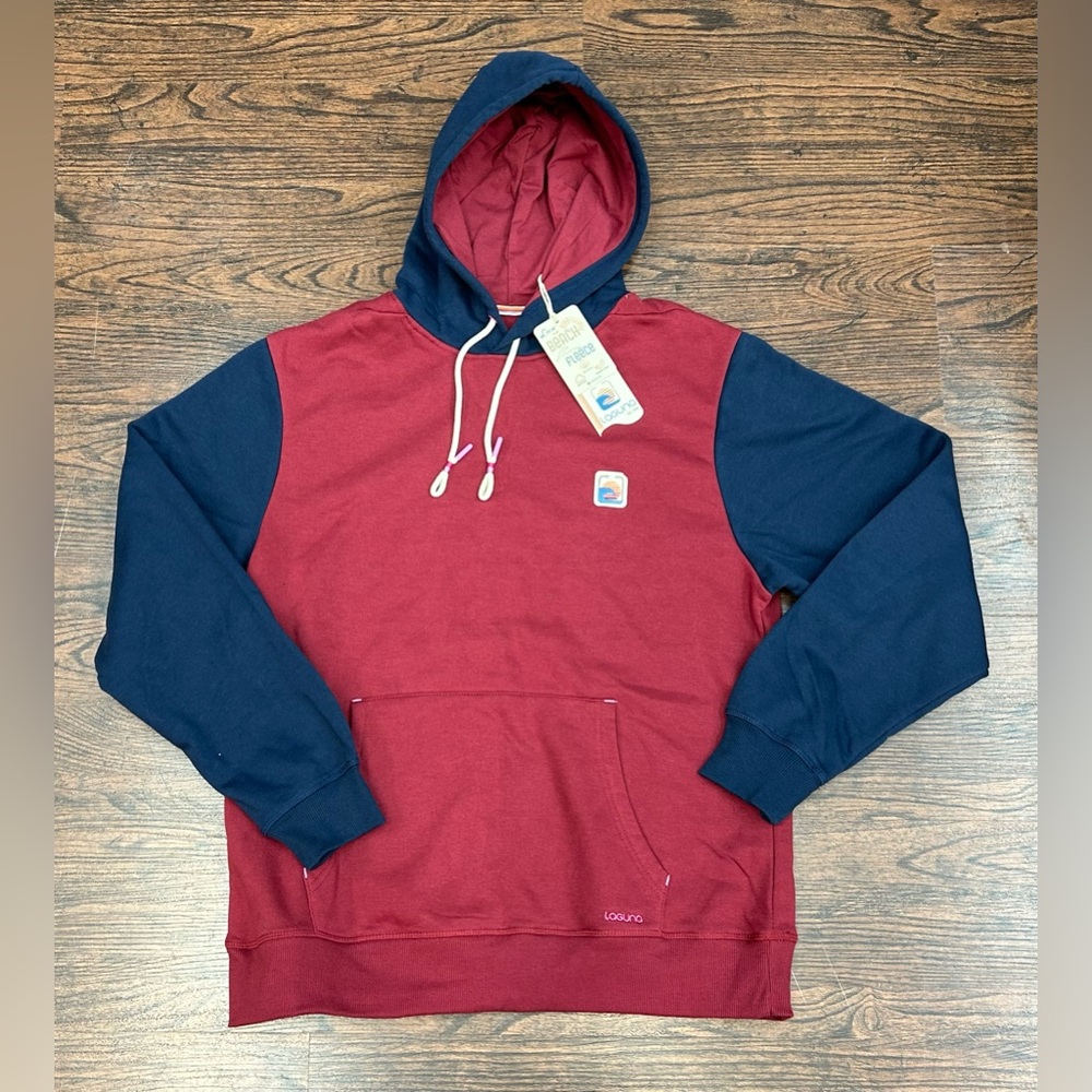 NEW! Laguna Men’s Long Sleeve Red & Navy Blue Pullover Hoodie - Size large